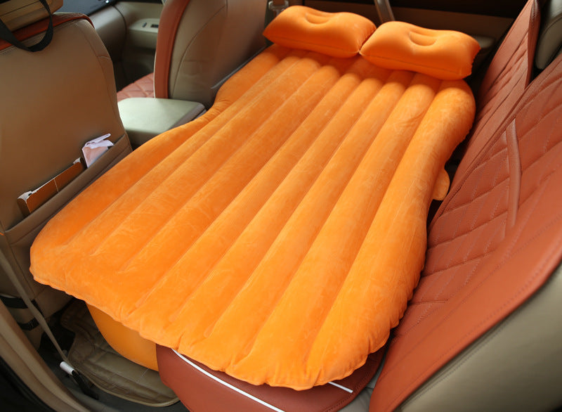 KTX-477587 Inflatable Car Bed with Flocking Cloth, Storage Bag, 2 Pillows, and Pump - Universal Fit for Five-Seater Cars