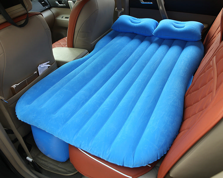 KTX-477587 Inflatable Car Bed with Flocking Cloth, Storage Bag, 2 Pillows, and Pump - Universal Fit for Five-Seater Cars