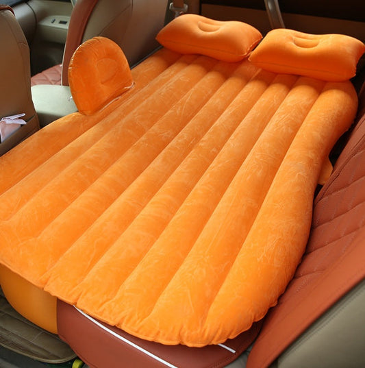 KTX-477587 Inflatable Car Bed with Flocking Cloth, Storage Bag, 2 Pillows, and Pump - Universal Fit for Five-Seater Cars