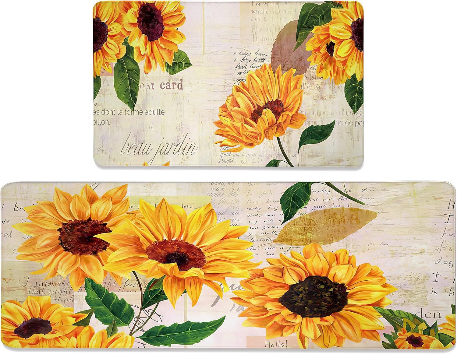 KTX-477715 Fall-Themed Non-Slip Anti-Fatigue Kitchen Mat Set - Waterproof and Heavy Duty Comfort Rug for Home and Office