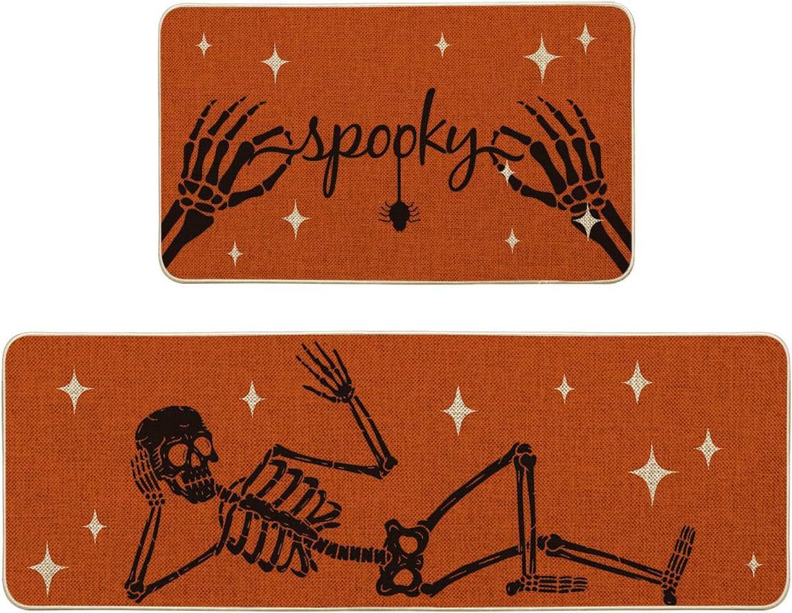 KTX-477715 Fall-Themed Non-Slip Anti-Fatigue Kitchen Mat Set - Waterproof and Heavy Duty Comfort Rug for Home and Office