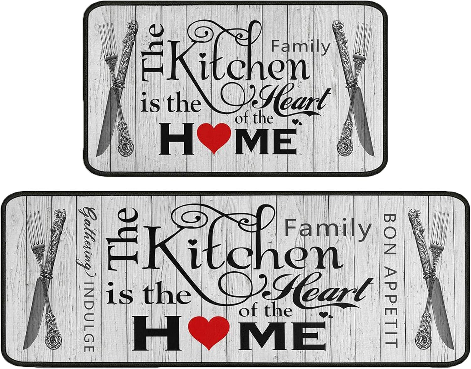 KTX-477715 Fall-Themed Non-Slip Anti-Fatigue Kitchen Mat Set - Waterproof and Heavy Duty Comfort Rug for Home and Office