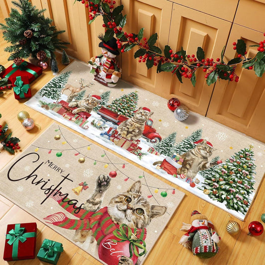 KTX-477715 Fall-Themed Non-Slip Anti-Fatigue Kitchen Mat Set - Waterproof and Heavy Duty Comfort Rug for Home and Office