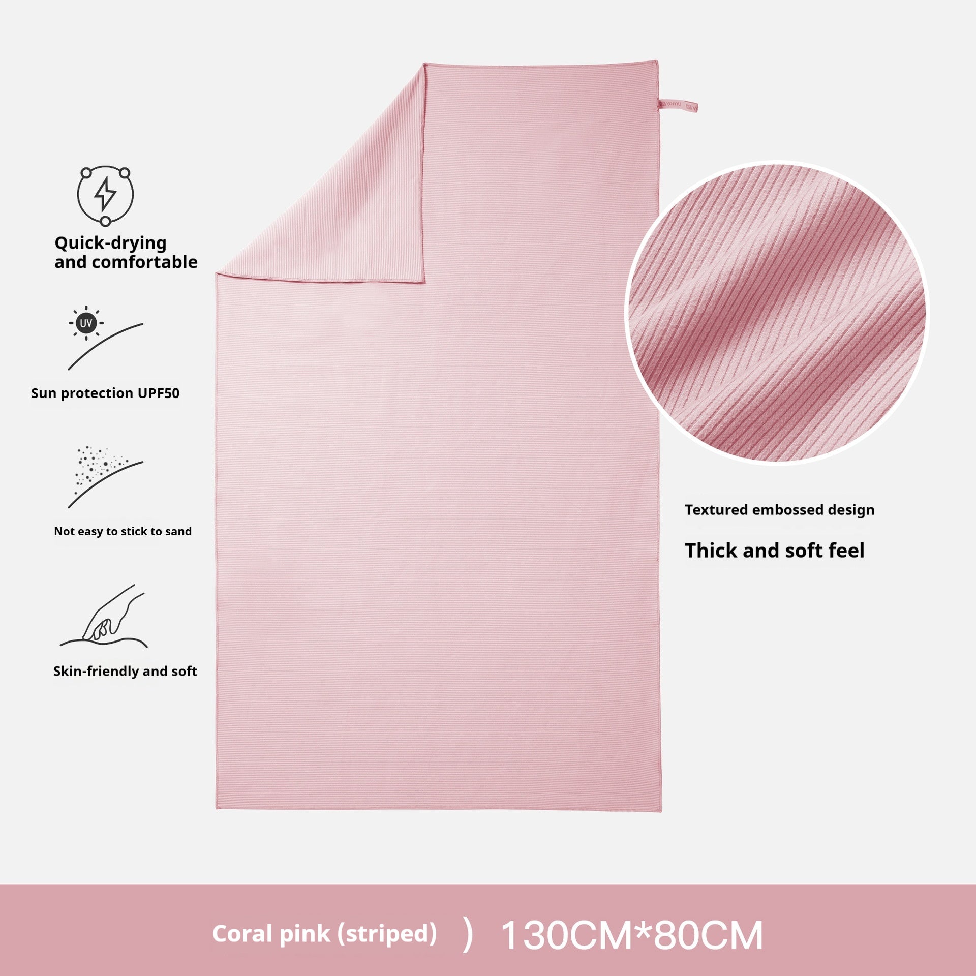 KTX-478227 Quick-Drying Pure Cotton Bath and Beach Towel for Children and Women