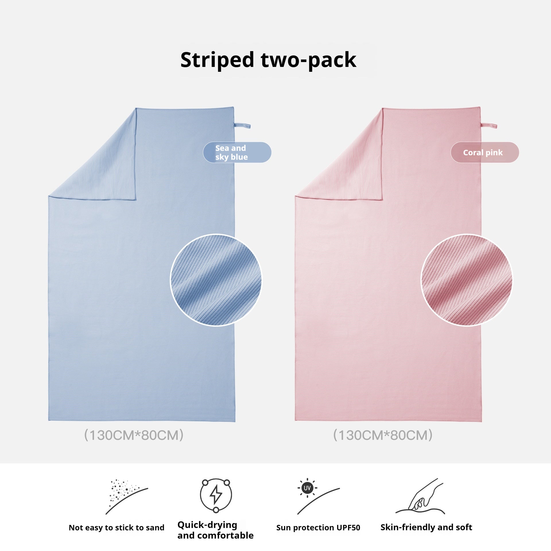 KTX-478227 Quick-Drying Pure Cotton Bath and Beach Towel for Children and Women