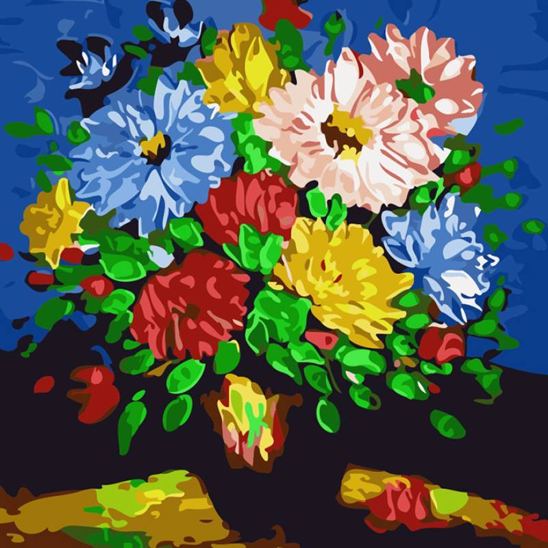 KTX-478739 Digital Oil Painting of Elegant Floral Arrangements in Canvas - Multi-Color Options Available