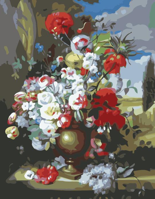 KTX-478739 Digital Oil Painting of Elegant Floral Arrangements in Canvas - Multi-Color Options Available