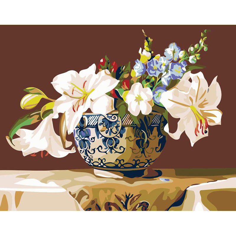 KTX-478739 Digital Oil Painting of Elegant Floral Arrangements in Canvas - Multi-Color Options Available