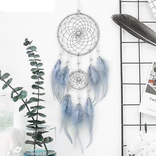 KTX-479891 Starry Sky Hand Woven Dream Catcher with Modern Simple Design, 11cm Net Circle, Length 46cm