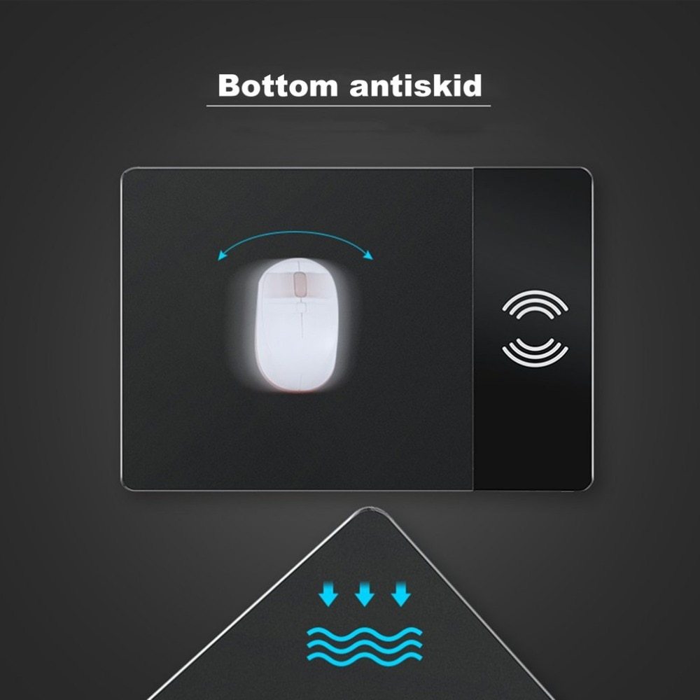 KTX-480019 Aluminum Alloy Wireless Charger Mouse Pad with Non-Slip Base and Protection Features