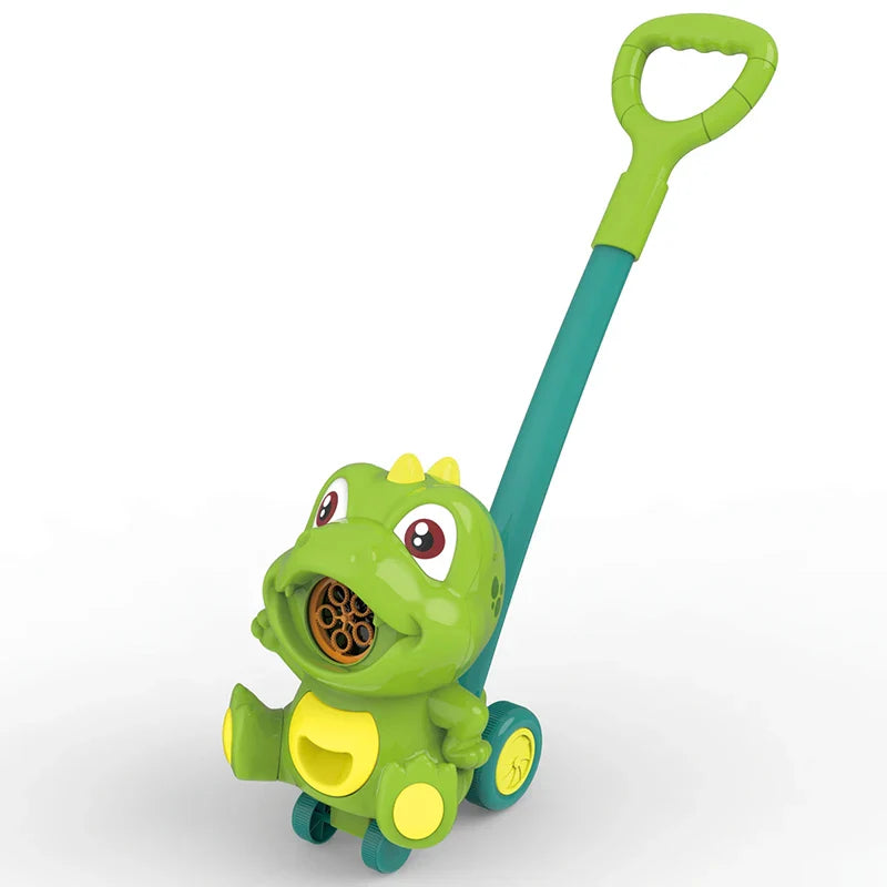 KTX-480211 5-Hole Electric Bubble Maker Push Walker Toy for Kids - Fun Dinosaur Soap Blower