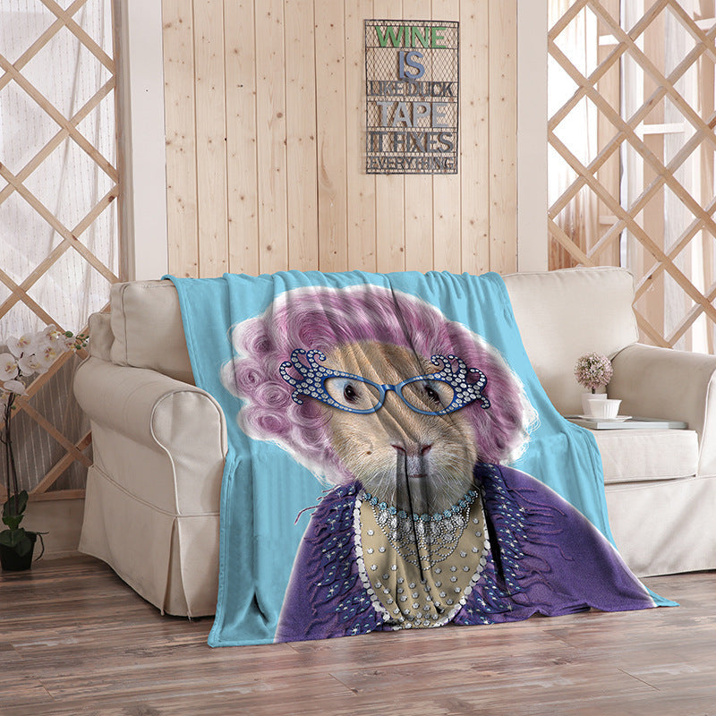 KTX-480275 Flannel Blanket with Cartoon Anime Print - Soft Polyester Fiber for Air Conditioning and Comfort