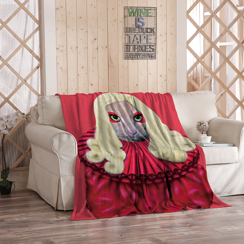 KTX-480275 Flannel Blanket with Cartoon Anime Print - Soft Polyester Fiber for Air Conditioning and Comfort