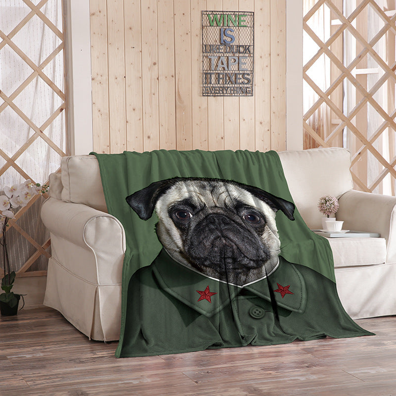 KTX-480275 Flannel Blanket with Cartoon Anime Print - Soft Polyester Fiber for Air Conditioning and Comfort