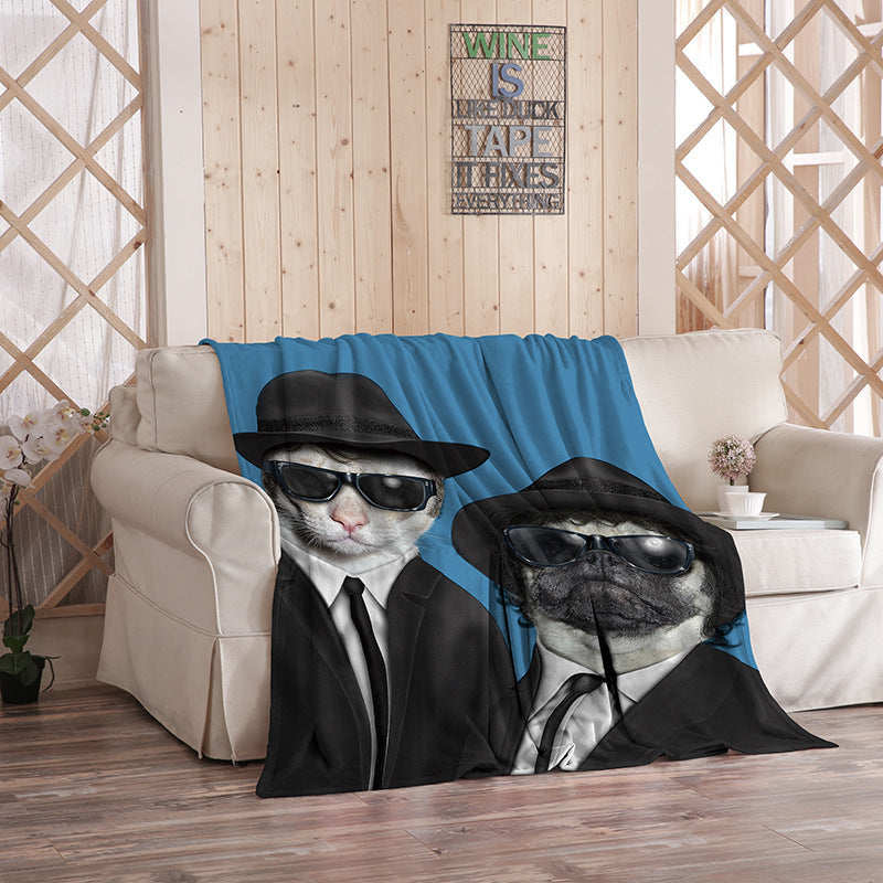 KTX-480275 Flannel Blanket with Cartoon Anime Print - Soft Polyester Fiber for Air Conditioning and Comfort