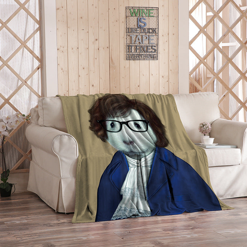 KTX-480275 Flannel Blanket with Cartoon Anime Print - Soft Polyester Fiber for Air Conditioning and Comfort