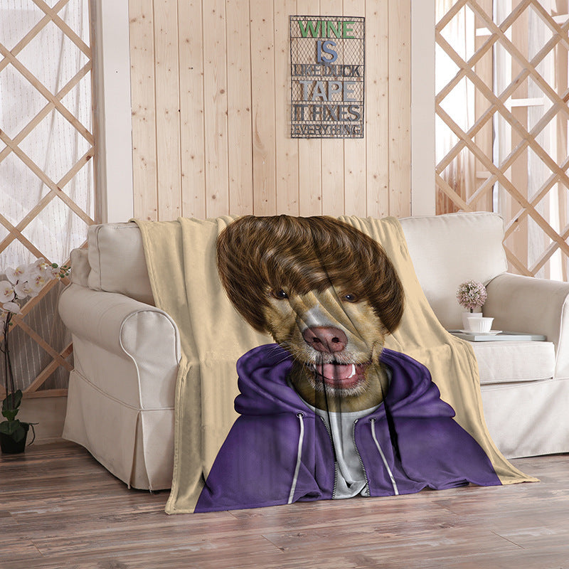 KTX-480275 Flannel Blanket with Cartoon Anime Print - Soft Polyester Fiber for Air Conditioning and Comfort