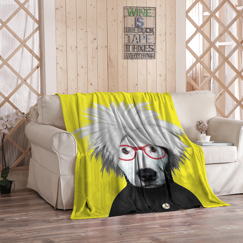 KTX-480275 Flannel Blanket with Cartoon Anime Print - Soft Polyester Fiber for Air Conditioning and Comfort