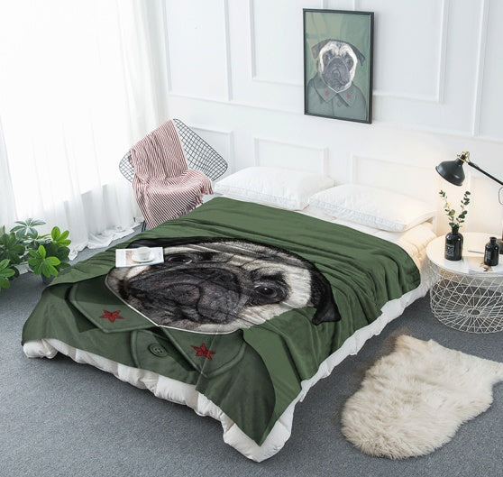 KTX-480275 Flannel Blanket with Cartoon Anime Print - Soft Polyester Fiber for Air Conditioning and Comfort