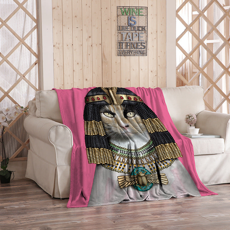 KTX-480275 Flannel Blanket with Cartoon Anime Print - Soft Polyester Fiber for Air Conditioning and Comfort