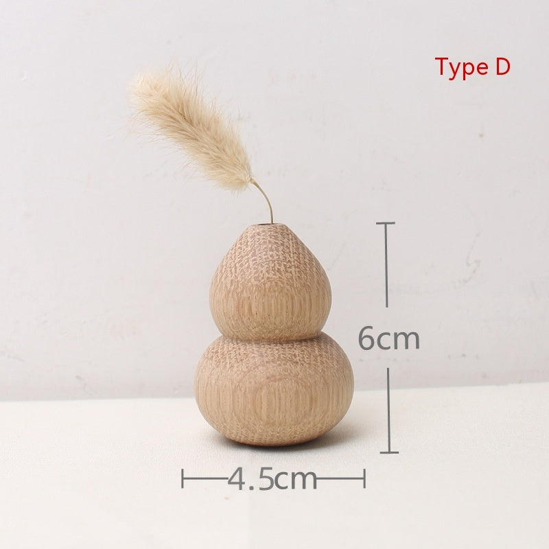 KTX-481043 Japanese Style Solid Wood Vase for Dried Flowers – White Oak Decorative Ornament