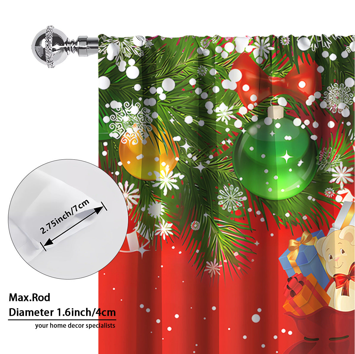 KTX-481811 3D Printed Christmas Curtains for Modern Spaces - Enhanced Sunshade, Polyester, Various Designs