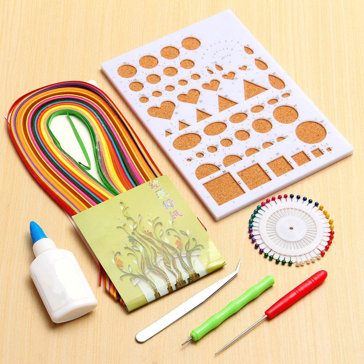 KTX-481939 Quilling Craft Kit with 24 Colors of Fine Paper, Tools, and Graphics Template