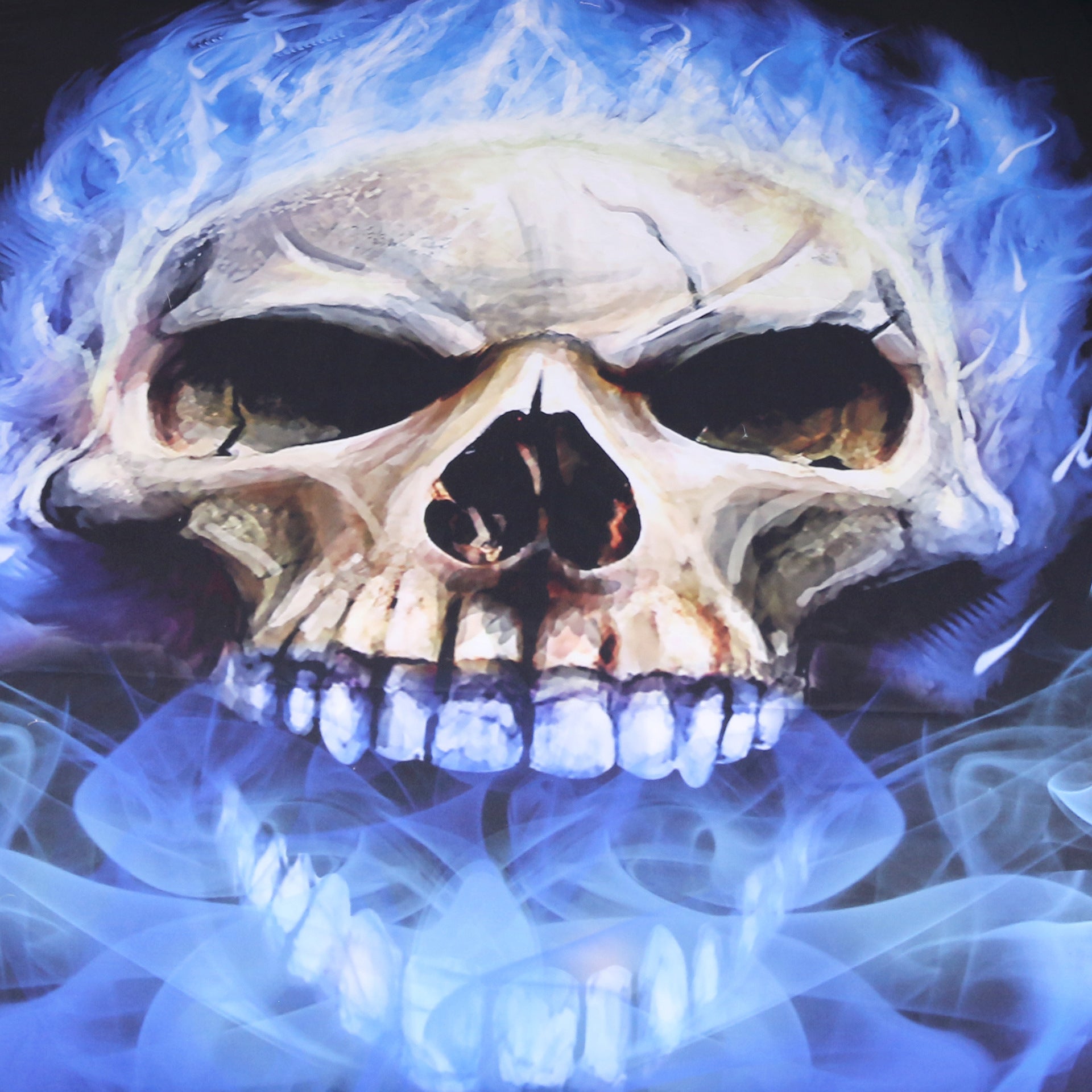 KTX-482067 Blue Flame Skull 3-Piece Bedding Set in Polyester