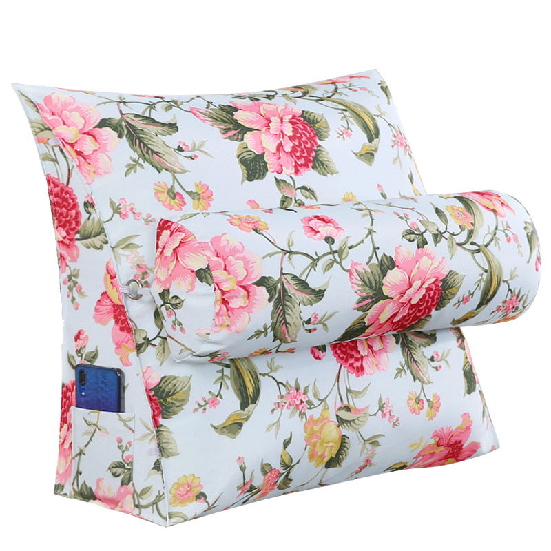 KTX-482067 Removable and Washable Bay Window Back Cushion with Floral Patterns and Headrest