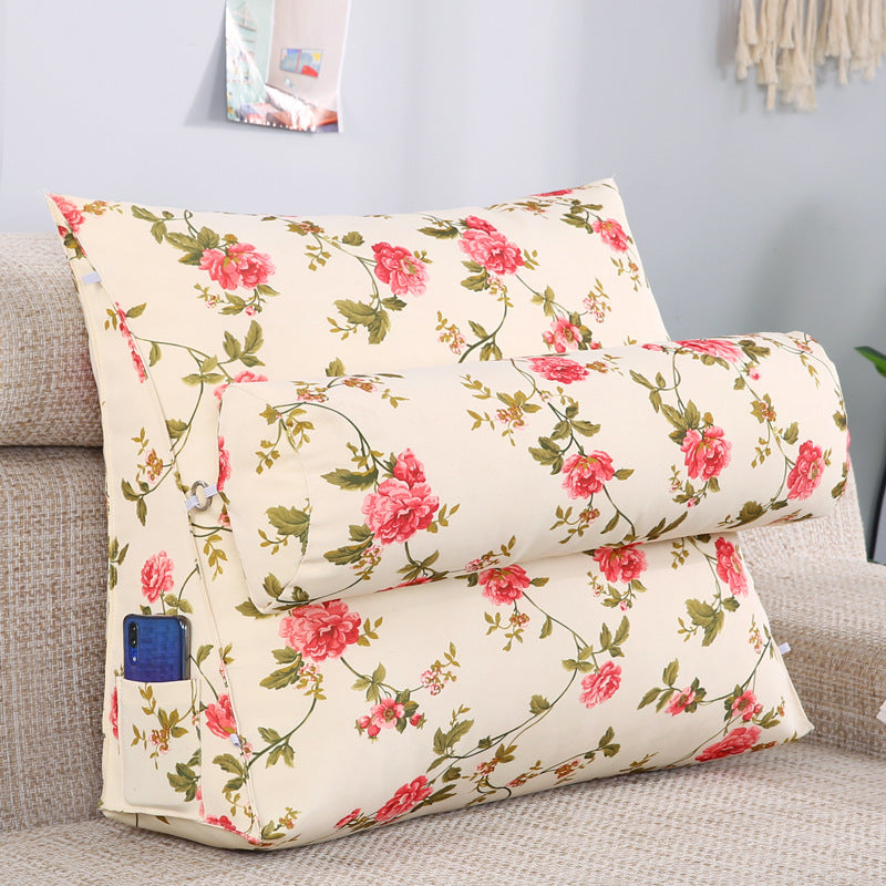 KTX-482067 Removable and Washable Bay Window Back Cushion with Floral Patterns and Headrest