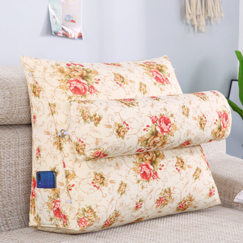 KTX-482067 Removable and Washable Bay Window Back Cushion with Floral Patterns and Headrest