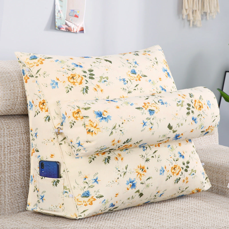 KTX-482067 Removable and Washable Bay Window Back Cushion with Floral Patterns and Headrest