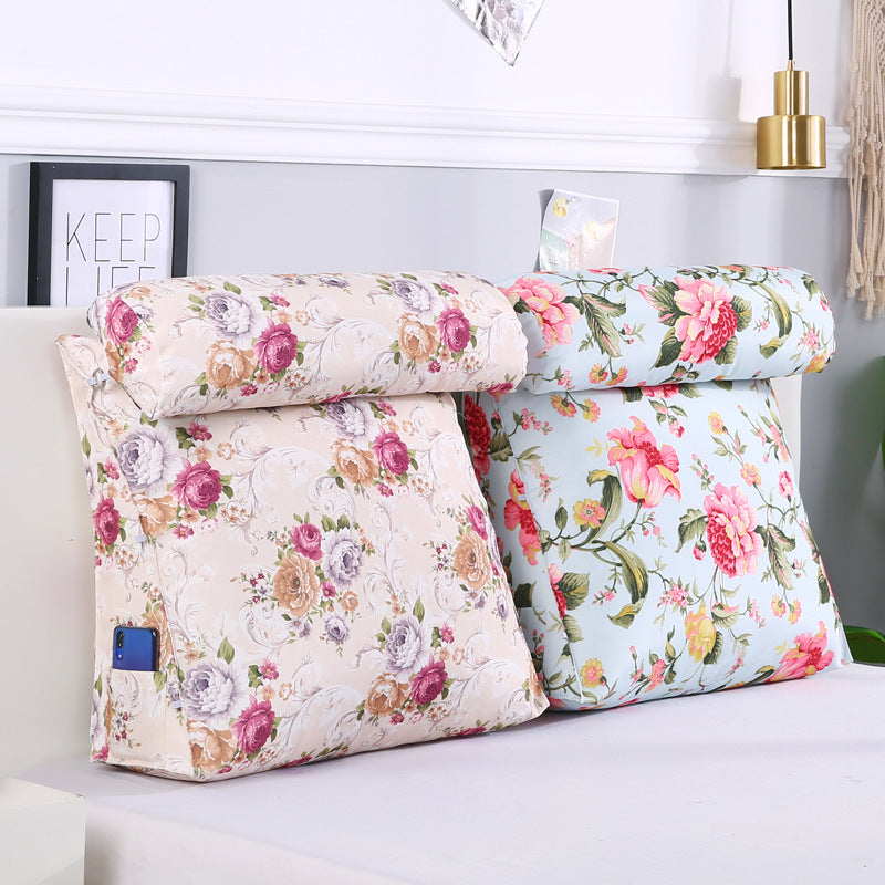 KTX-482067 Removable and Washable Bay Window Back Cushion with Floral Patterns and Headrest