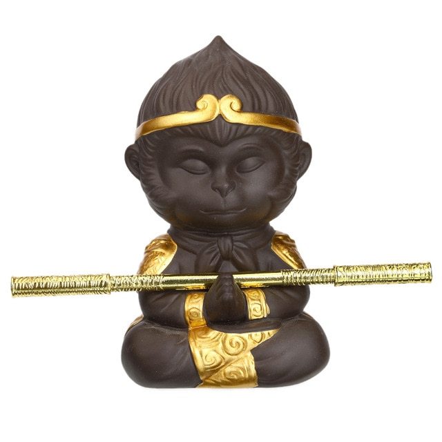 KTX-482195 Chinese Purple Clay Kung Fu Tea Pet Monkey King Decoration for Home and Tea Tray