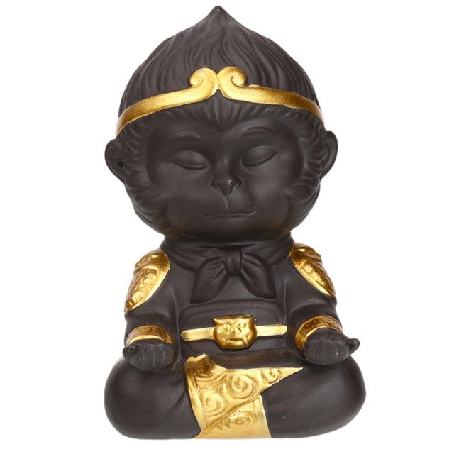 KTX-482195 Chinese Purple Clay Kung Fu Tea Pet Monkey King Decoration for Home and Tea Tray