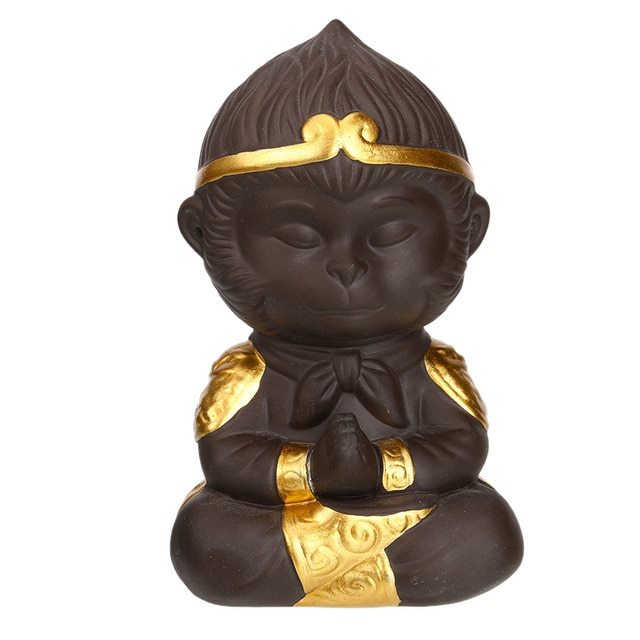 KTX-482195 Chinese Purple Clay Kung Fu Tea Pet Monkey King Decoration for Home and Tea Tray