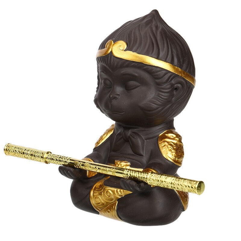 KTX-482195 Chinese Purple Clay Kung Fu Tea Pet Monkey King Decoration for Home and Tea Tray