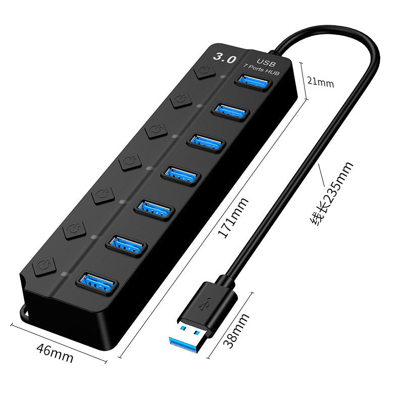 KTX-482323 7-Port USB 3.0 Hub with External Power Supply for High-Speed Connectivity