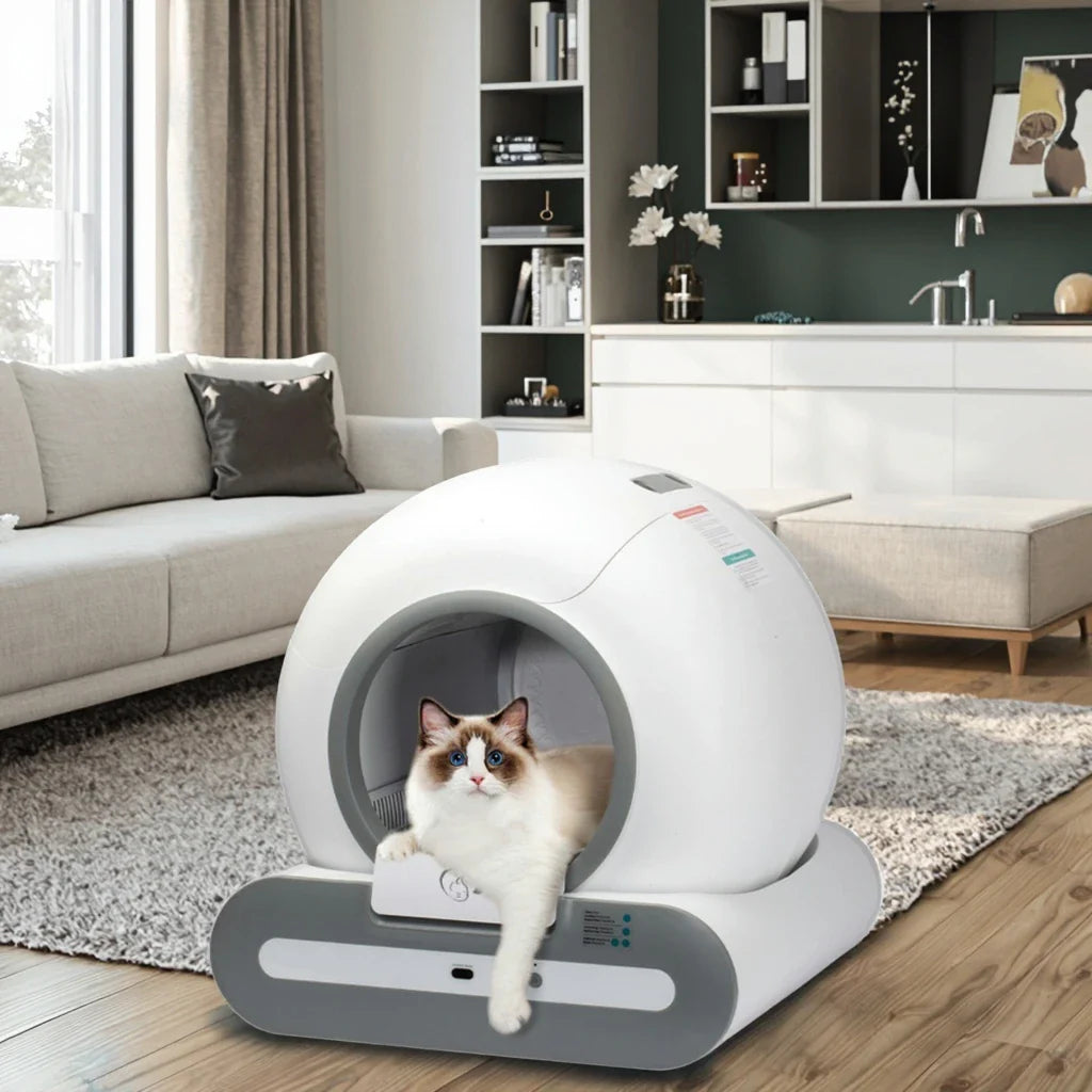 KTX-482707 Intelligent Self-Cleaning Cat Litter Box with Smart Monitoring and Eco-Friendly Design, 65L Capacity