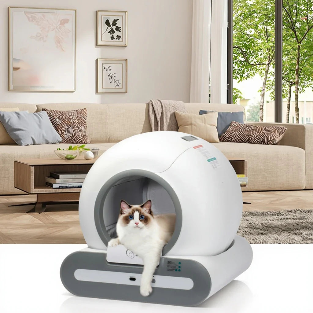 KTX-482707 Intelligent Self-Cleaning Cat Litter Box with Smart Monitoring and Eco-Friendly Design, 65L Capacity