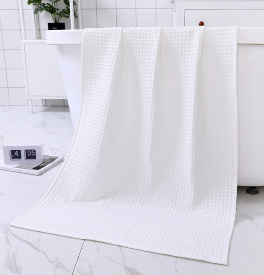 KTX-483987 Quick-Drying Pure Cotton Waffle Bath Towel - Multiple Sizes and Color Options Available