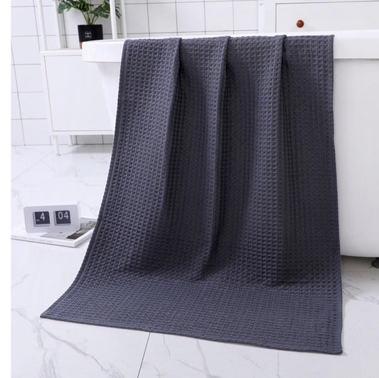 KTX-483987 Quick-Drying Pure Cotton Waffle Bath Towel - Multiple Sizes and Color Options Available