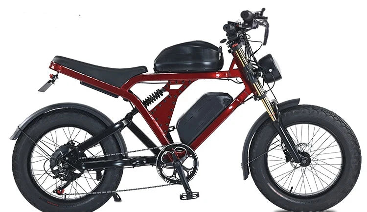 KTX-484115 1500W Electric Mountain Bike with 100KM Range, Full Suspension, 7-Speed Gears, and Fat Tires