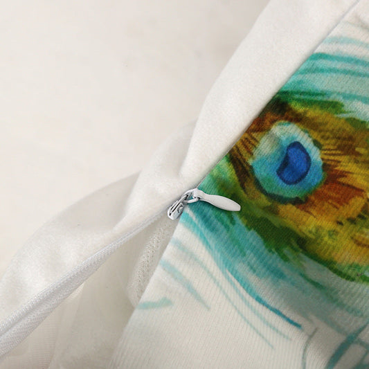 KTX-484243 Nordic Style Leaf and Flower Pattern Short Plush Cushion Cover, 45x45cm