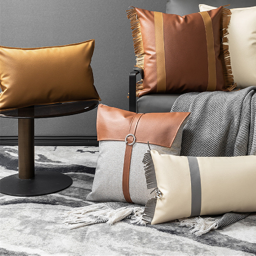 KTX-484371 Light Luxury Leather Pillow Cover for Sofa and Living Room