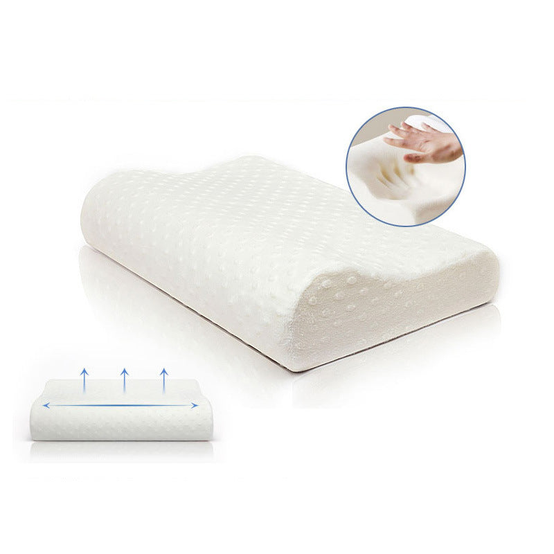 KTX-485395 Slow Rebound Memory Foam Pillow with Velvet Polka Dot Cotton Cover - 50cm x 30cm x 7/10cm