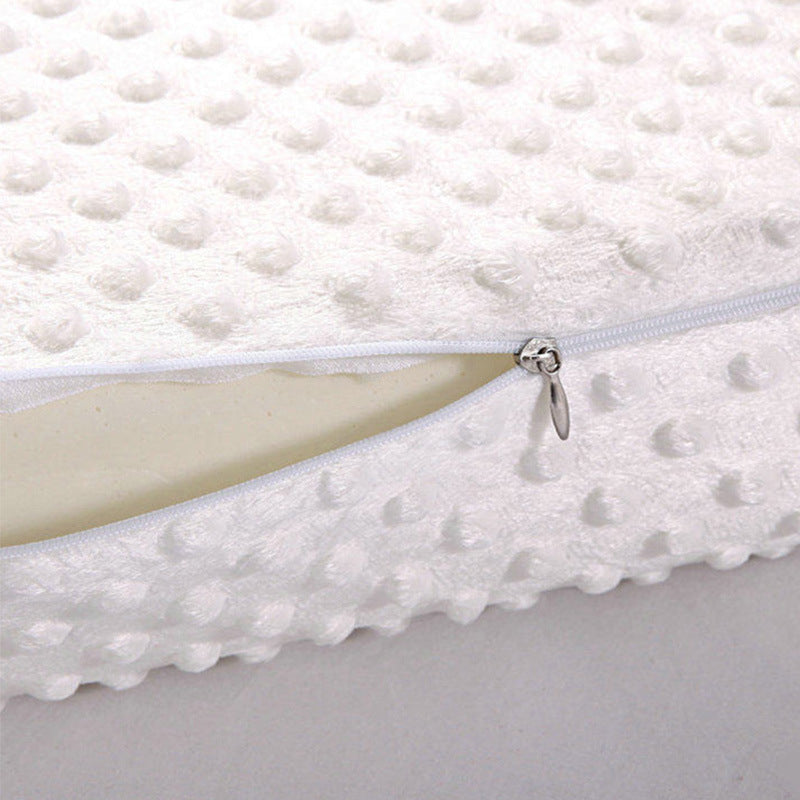 KTX-485395 Slow Rebound Memory Foam Pillow with Velvet Polka Dot Cotton Cover - 50cm x 30cm x 7/10cm