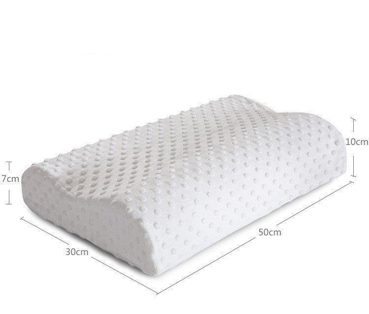 KTX-485395 Slow Rebound Memory Foam Pillow with Velvet Polka Dot Cotton Cover - 50cm x 30cm x 7/10cm