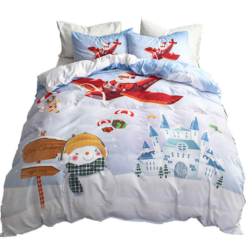 KTX-485523 Festive Christmas 3D Digital Bed Set with Quilt Cover and Pillowcase - Multiple Sizes Available