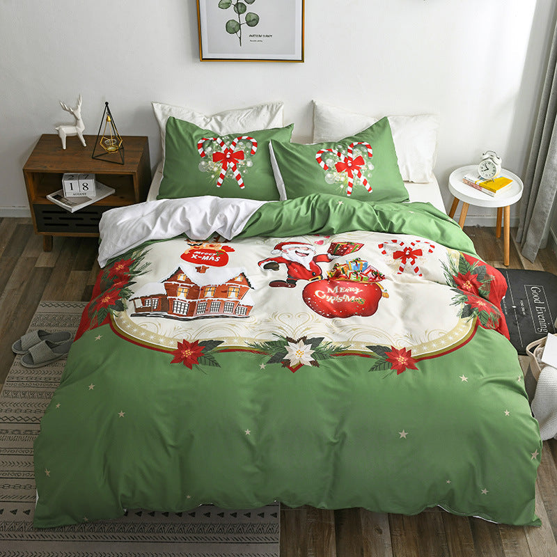 KTX-485523 Festive Christmas 3D Digital Bed Set with Quilt Cover and Pillowcase - Multiple Sizes Available